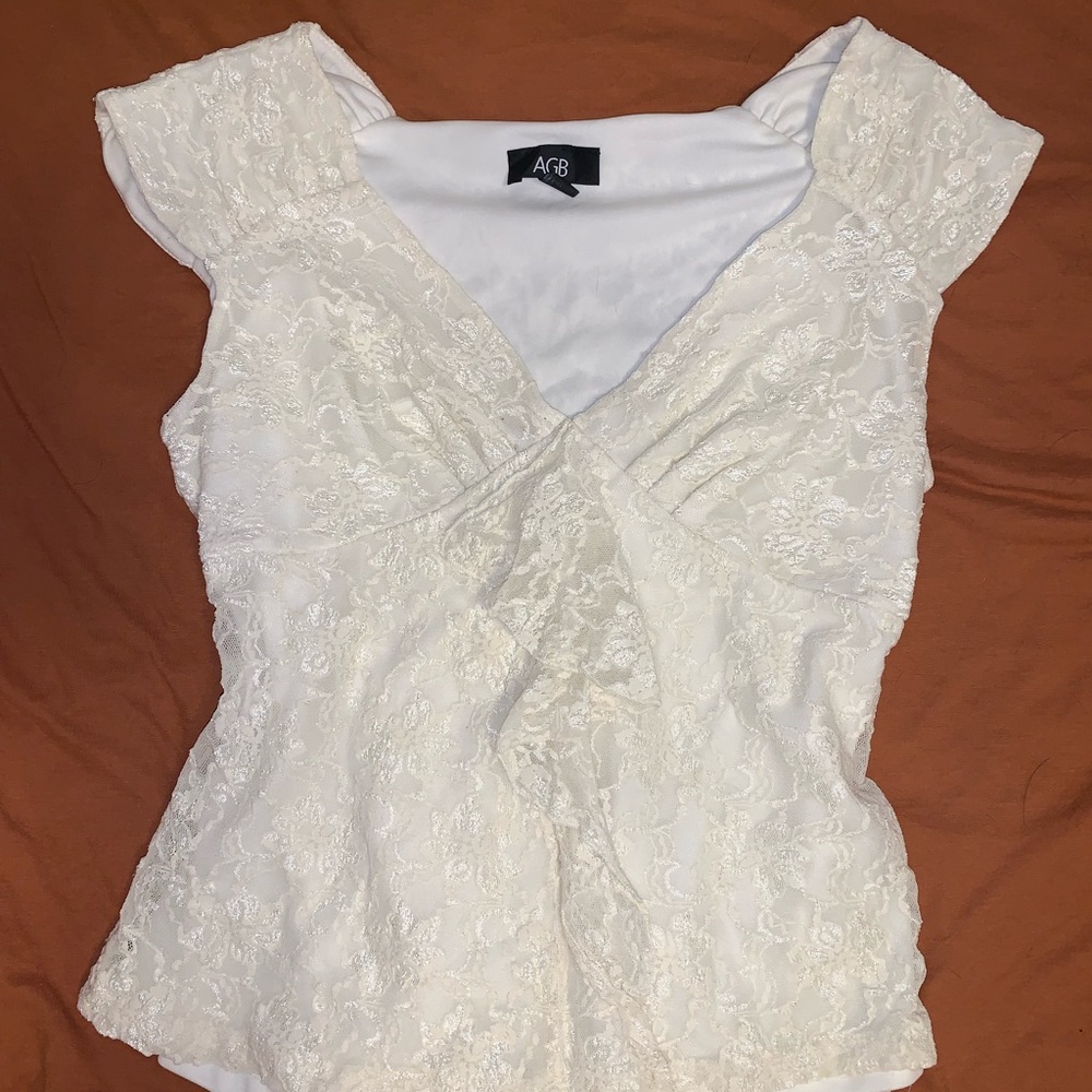Cream Lace Y2K vintage ruffle top